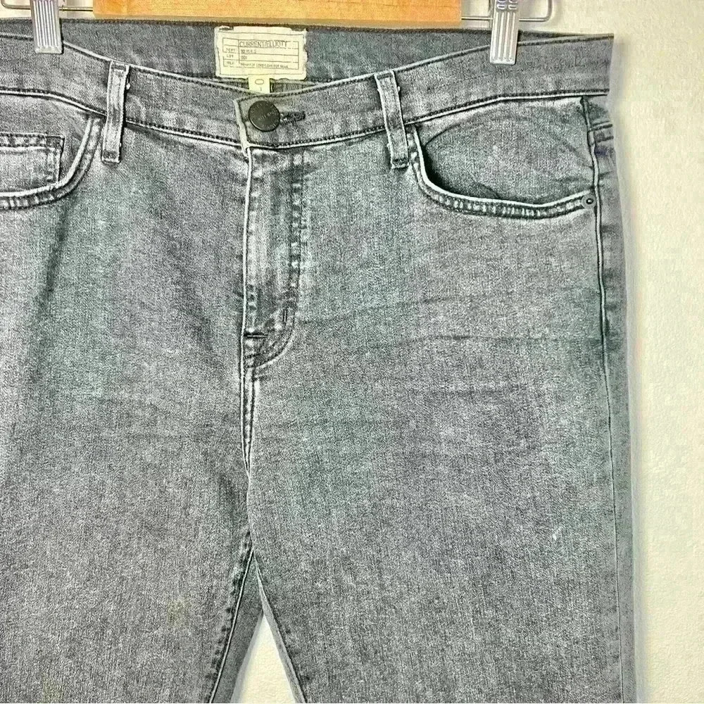Current/Elliott The Fling Evermore Dark Gray Distressed Wash Denim Jeans Size 32 - Picture 2 of 13